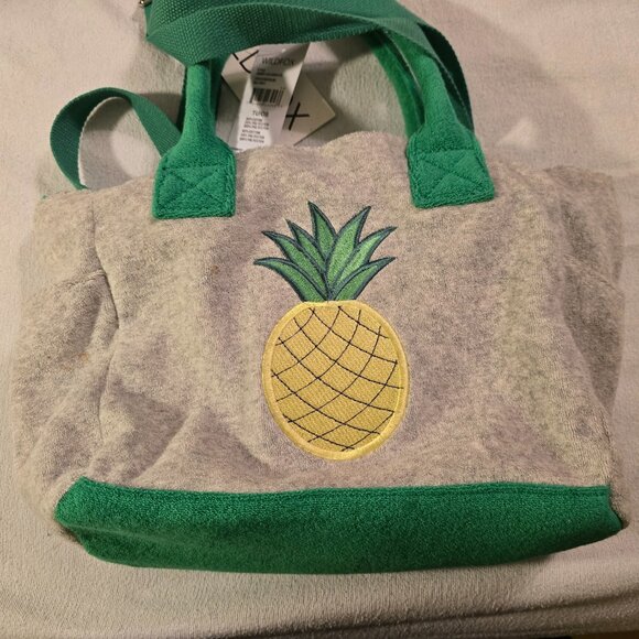 Wildfox Pineapple Terry Cloth Tote Bag Beach Handbag Purse Green Trim NWT Fun! - Picture 2 of 16